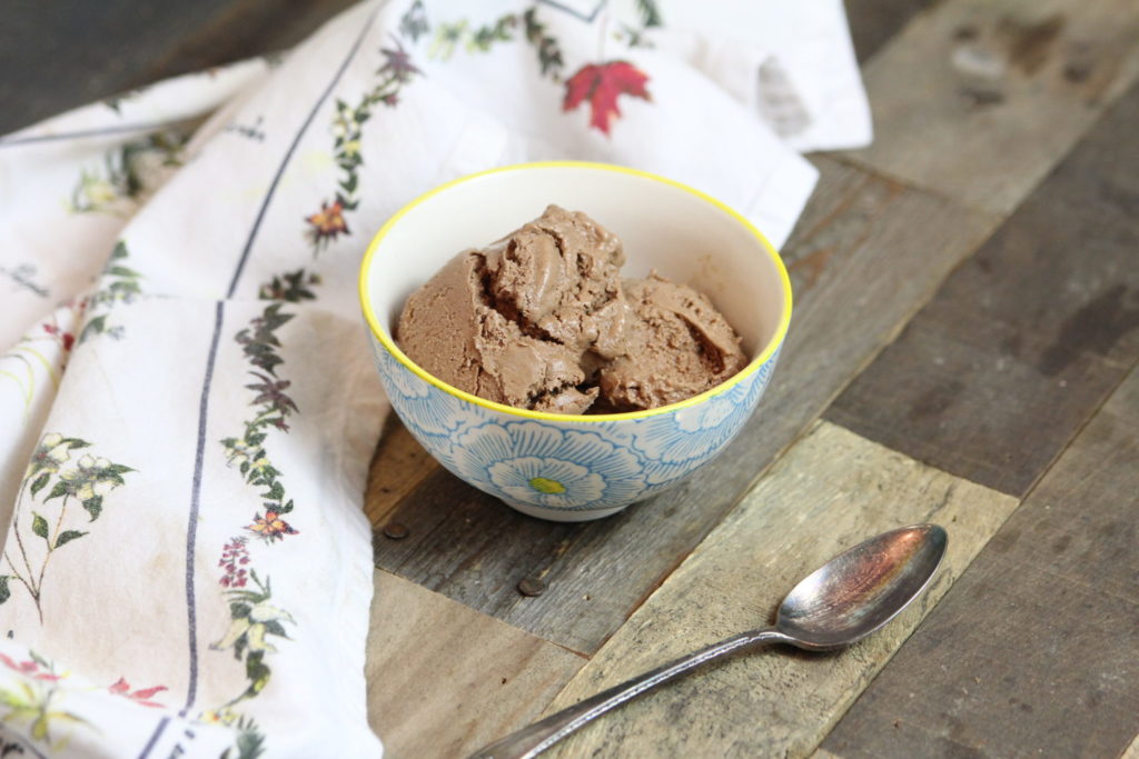this dairy-free chocolate ice cream uses dates as a sweetener and for great texture
